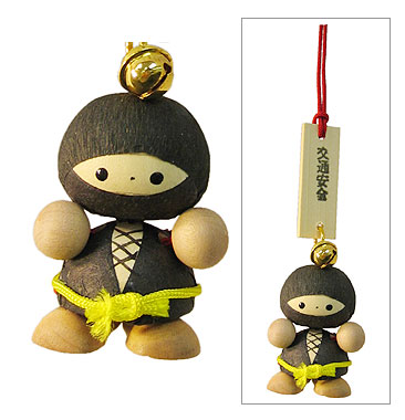 Wooden Lucky Charm, Ninja - Black