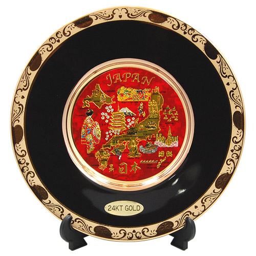 Japanese Icons Theme Chokin Plate w/ Fancy Border, 6D