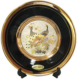 Peacock Theme, Original Style on Black - 8 Chokin Plate