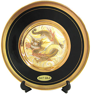 Dragon Theme, Original Style on Black - 8 Chokin Plate