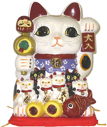 White Color Maneki Neko Super Lucky Cat Family, 7