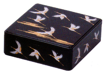 Flying Cranes 1-Tier Lacquer Box, 7-1/4SQ