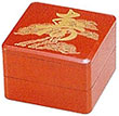 2-Tier Longevity Red Lacquer Box, 4-1/2SQ