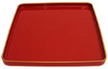 14 Square Lacquer Brick Red Tray w/ Gold Trim