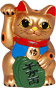 Gold Color Maneki Neko Lucky Cat w/ Right Hand Raised, 3H