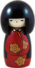 Indian Summer in Red, Kokeshi Doll, 5.6H