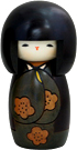 Indian Summer in Green, Kokeshi Doll, 5.6H