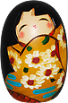 Kokeshi Doll, Abundant Blooms 4.4 H