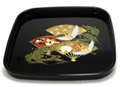 Japanese Square Lacquer Tray - Cranes with Fans, 10.5L