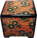 Black Lacquer Stack Box with Chrysanthemums, 7-3/4W