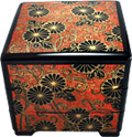 Black Lacquer Stack Box with Chrysanthemums, 7-3/4