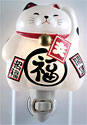 Cute Lucky Cat in White, w/ Left Hand Raised, Night Light - 5