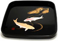 Japanese Square Lacquer Tray - Koi Fish, 10.5L