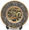 Dragon Theme, Black on Marble Design 6 Chokin Plate