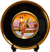 Geisha/Castle Scenery, 6 Black Chokin Plate