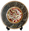 Dragon Theme, Red on Marble Design 8 Chokin Plate