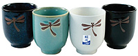 4 Tea Cups/Set 3.25H, Dragonfly