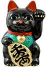 Black Maneki Neko Cat, 6.75H