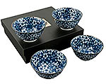 4-Piece Bowl Set - Blue Sakuras, 5D