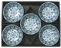 5 Bowl Set, Blue Flower, 4.7 Diameter