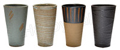 4 Tea Cups/Set, Assorted Zen Design in Earthen Colors