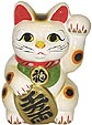 White Color, Maneki Neko Lucky Cat w/ Left Hand Raised, 8