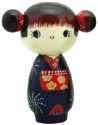 Girl with Two Side Hair Buns, Kokeshi Doll 5.4H