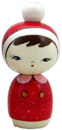 Winter Girl in Red, Kokeshi Doll 5.6H