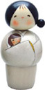 Mother and Child Kokeshi Doll, 6 H