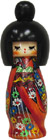 Kokeshi Doll, Young Lady in Fancy Floral Kimono, 7.5H