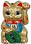 Gold Maneki Neko Lucky Cat Fridge Magnet, 2H