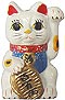 White Maneki Neko Lucky Cat Fridge Magnet, 2H
