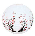 Paper Lantern, Cherry Blossom on White, 16D