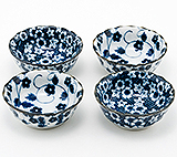 Multipurpose Japanese 4-Piece Dish Set - Blue Motif, 3.75D