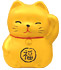 Cute Lucky Cat in Gold, w/ Left Hand Raised, 2