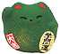 Cute Lucky Cat in Green, w/ Right Hand Raised, 2H