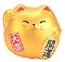 Cute Lucky Cat in Gold, w/ Right Hand Raised, 2H