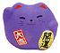 Cute Lucky Cat in Purple, w/ Right Hand Raised, 2H