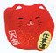 Cute Lucky Cat in Red, w/ Right Hand Raised, 2H