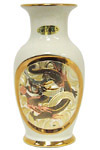 Chokin Vase in Dragon Theme, Ivory 6H