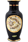 Dragon Theme, Black 8 Chokin Vase