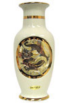 Dragon Theme, Ivory 8 Chokin Vase