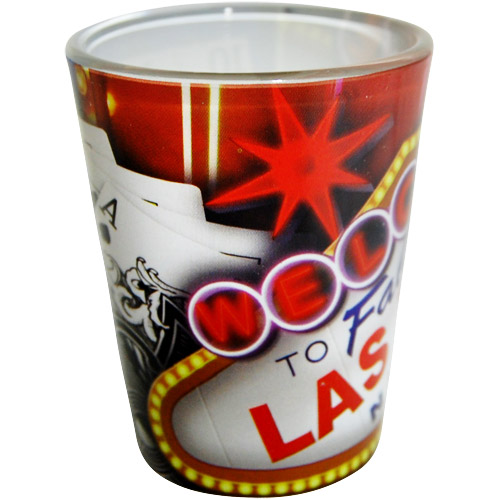 Las Vegas Souvenir Shot Glass, Vegas Welcome Sign with Luck, photo-2