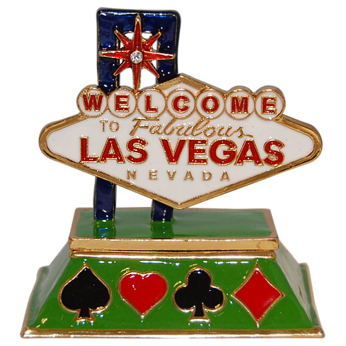 Welcome to Fabulous Las Vegas Sign - Enamel Jeweled Trinket Box