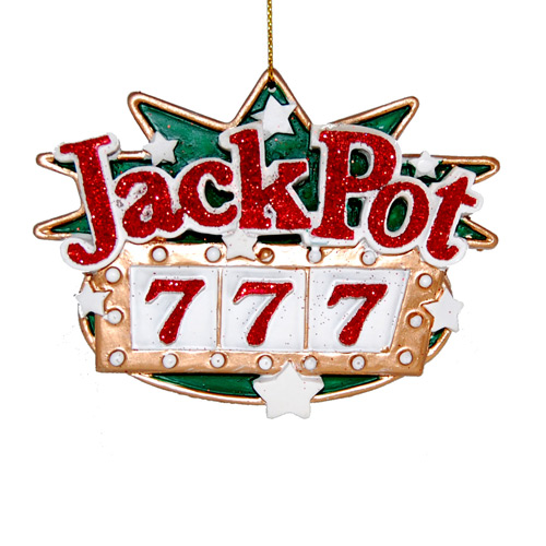 JackPot Slot Machine Ornament with Giltter, 4
