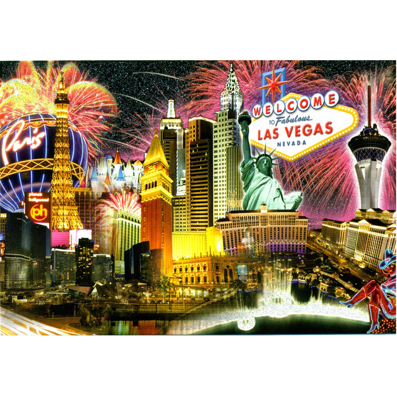 Las Vegas Fireworks Postcard, Large 5L x 7W