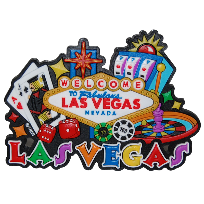 LV Fridge Magnet, Collage of Las Vegas Casino Icons