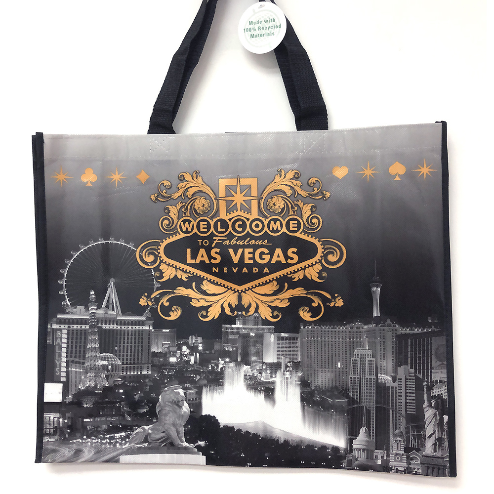 Las Vegas Black and White Skyline Recycled Tote