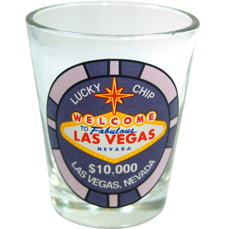Las Vegas Lucky Poker Chip shot Glass in Purple