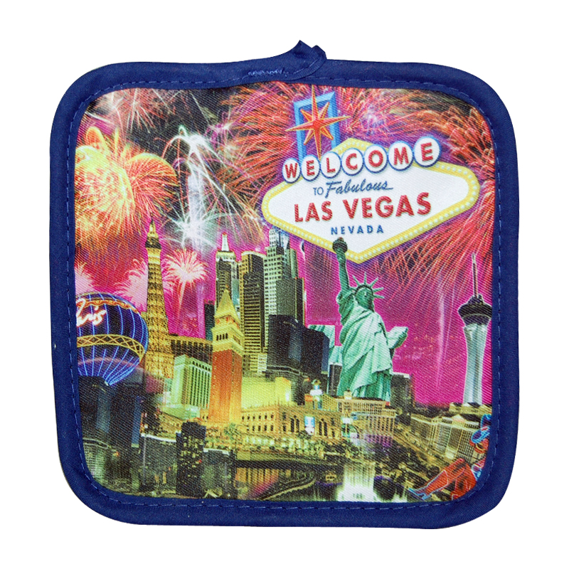 Las Vegas Fireworks Theme Pot Mitt, Blue